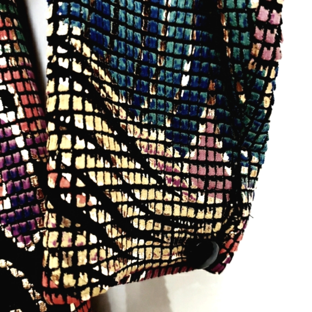 Vintage Cache Metalic Asymmetrical Illusion Plunge Neck Metalic Beaded Maxidress - Picture 8 of 16